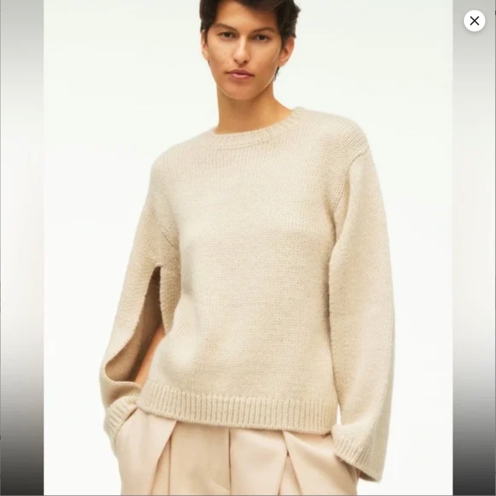 Zara Limited Edition Alpaca Wool Blend Split Sleeve Sweater Modern Minimalist S